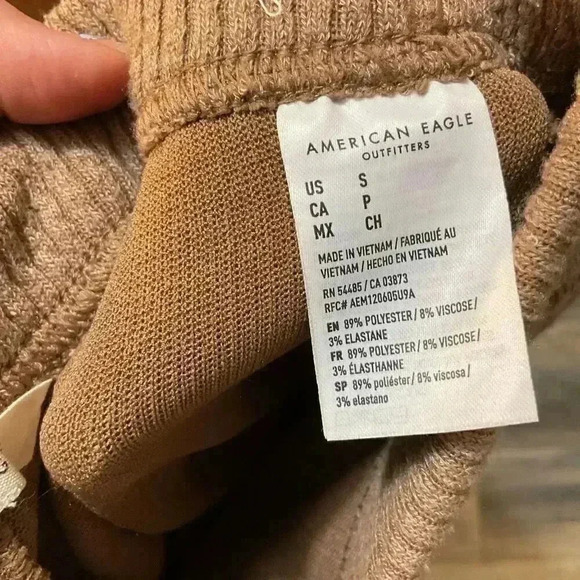 American Eagle size small stretchy pants with flare bottoms,tan - Picture 3 of 7